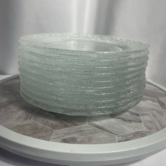 Crystal Clear Industries Trellis Glass Salad Dessert Plate Set of 10 Vintage 7" - Picture 3 of 8